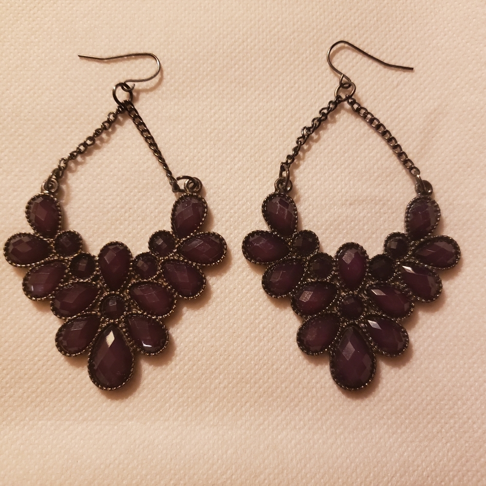 Purple drop earrings